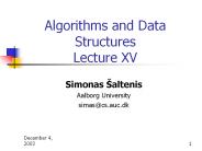 Algorithms and Data Structures Lecture XV