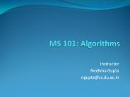 MS 101: Algorithms