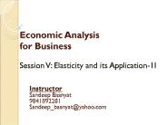 Economic Analysis for Business Session V: Elasticity and its Application-1I