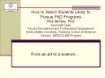 How to Select Students Likely to Pursue PhD Programs Rick McGee, PhD Associate Dean Faculty Recruitment and Professional Development Northwestern University, Feinberg School of Medicine Director, IMSD/CLIMB Program PowerPoint PPT Presentation