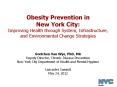 Obesity Prevention in New York City: Improving Health through System, Infrastructure, and Environmental Change Strategies PowerPoint PPT Presentation