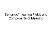 Semantic/ meaning Fields and Components of Meaning