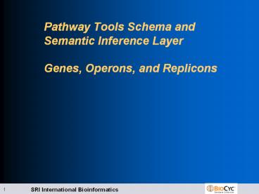 Pathway Tools Schema and Semantic Inference Layer Genes, Operons, and Replicons