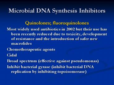 Microbial DNA Synthesis Inhibitors