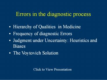 Errors in the diagnostic process