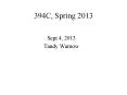 394C, Spring 2013 PowerPoint PPT Presentation