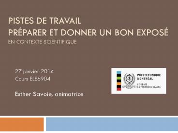 Pistes de travail pr