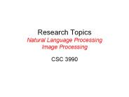 Research Topics Natural Language Processing Image Processing