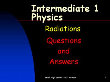Intermediate 1 Physics
