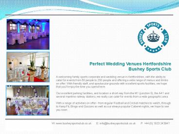 Perfect Wedding Venues Hertfordshire - Bushey Sports Club
