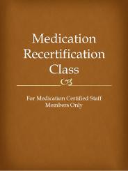 Medication Recertification Class
