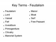 Key Terms - Feudalism