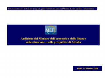 Audizione del Ministro dell