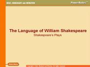 The Language of William Shakespeare