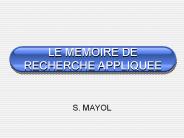 LE MEMOIRE DE RECHERCHE APPLIQUEE