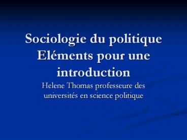 Sociologie du politique El