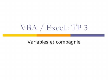 VBA / Excel : TP 3