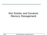 this Pointer and Dynamic Memory Management