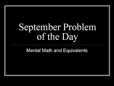 September Problem of the Day