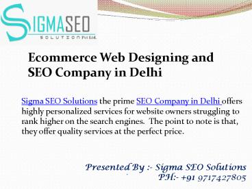 Ecommerce Web Designing and SEO Company in Delhi