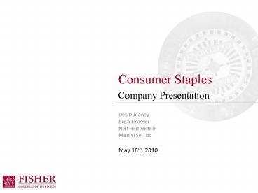 Consumer Staples Company Presentation