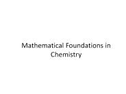 Mathematical Foundations in Chemistry