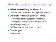 How do we describe something?