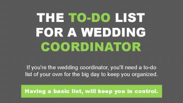 The To-Do List for a Wedding Coordinator