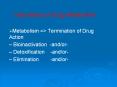 Metabolism => Termination of Drug Action PowerPoint PPT Presentation