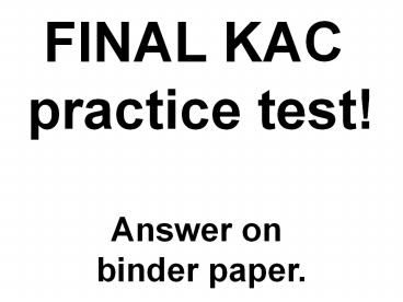 FINAL KAC