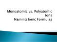 Monoatomic vs. Polyatomic Ions Naming Ionic Formulas PowerPoint PPT Presentation
