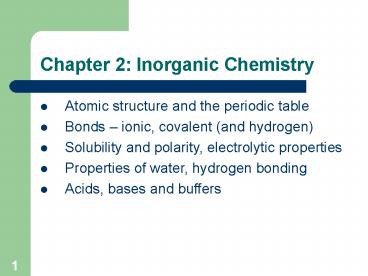 Chapter 2: Inorganic Chemistry