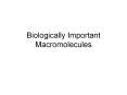 Biologically Important Macromolecules PowerPoint PPT Presentation