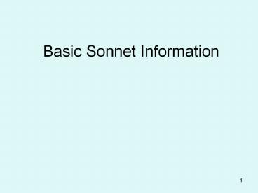 Basic Sonnet Information