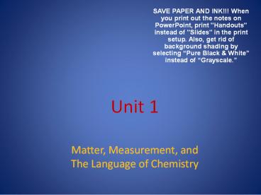 Matter, Measurement, and The Language of Chemistry