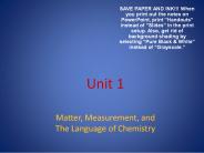 Matter, Measurement, and The Language of Chemistry