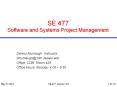 SE 477 Software and Systems Project Management PowerPoint PPT Presentation