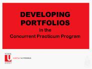 DEVELOPING PORTFOLIOS in the Concurrent Practicum Program