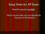 Essay Hints for AP Exam