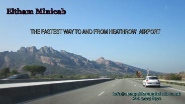 Eltham Taxi Booking | Eltham Minicab | Eltham Taxi