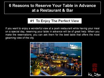 6 reasons to reserve your table in advance at a restaurant & bar