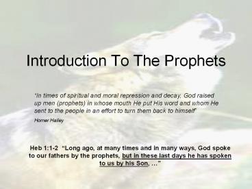 Introduction To The Prophets