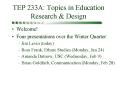 TEP 233A: Topics in Education Research PowerPoint PPT Presentation