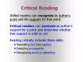 Critical Reading PowerPoint PPT Presentation
