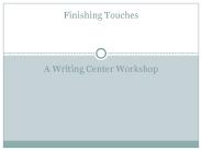 A Writing Center Workshop