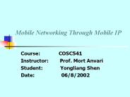 Mobile Networking Through Mobile IP