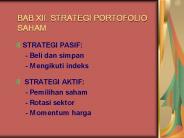 BAB XII. STRATEGI PORTOFOLIO SAHAM