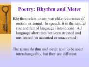 Poetry: Rhythm and Meter