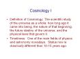 Cosmology I PowerPoint PPT Presentation