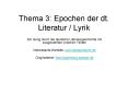 Thema 3: Epochen der dt. Literatur / Lyrik PowerPoint PPT Presentation